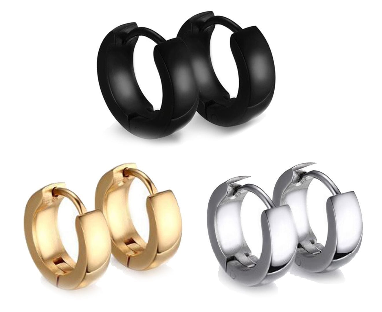 Stainless Steel Mens Hoop Earrings