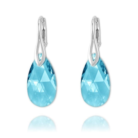 Silver Aquamarine Pear Earrings 