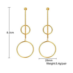 Stainless Steel Gold Double Hoop Drop Earrings