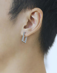 Stainless Steel Rectangular Hoop Earrings