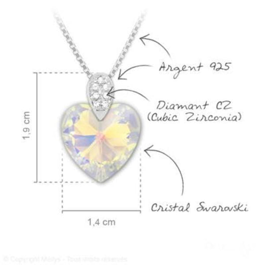 White AB Swarovski Crystal Heart Necklace
