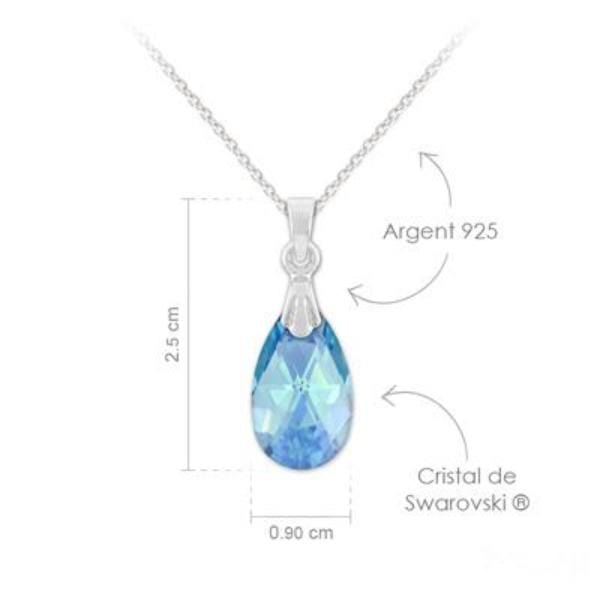  Silver Swarovski Crystal Pear-Shaped Pendant