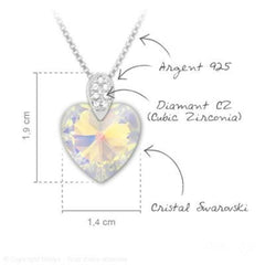 White AB Swarovski Crystal Heart Necklace