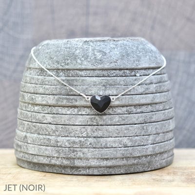 Silver Jet Black Heart Fine Jewellery Set