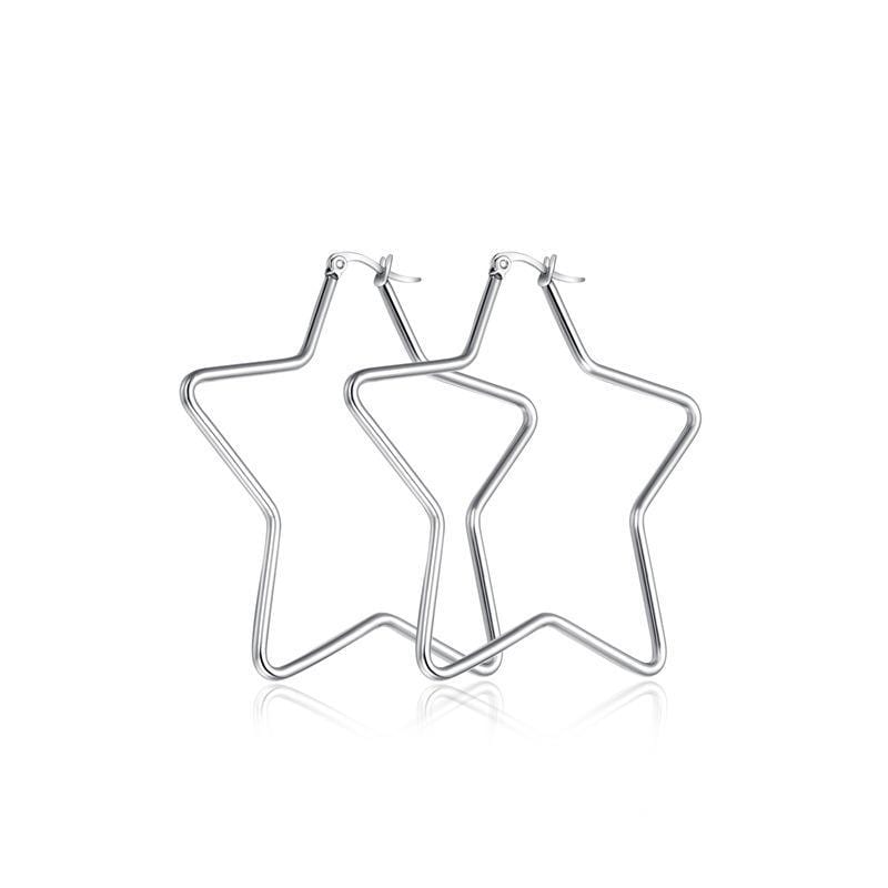 Stainless Steel Five Star Earrings