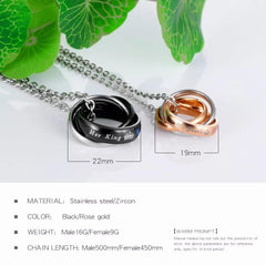 His and Hers King Queen Couple Necklaces