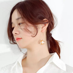 Stainless Steel Rose Gold White Pearl Earrings