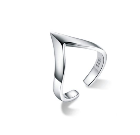 Silver Geometric Wave Ring