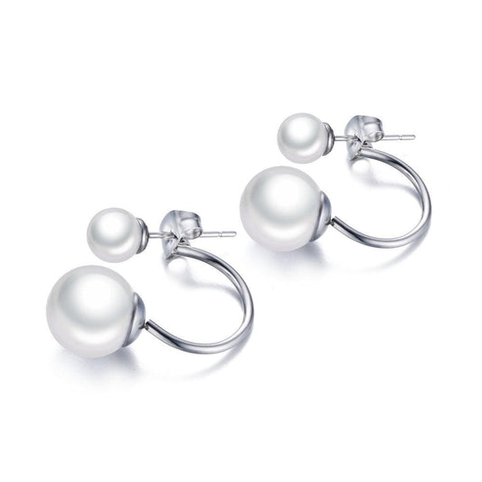 Stainless Steel Pearl Stud Earrings