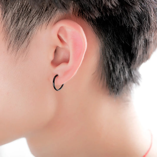 Mens Black Hoop Earrings