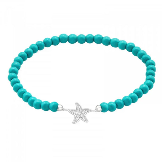 Silver Starfish Cubic Zirconia Bracelet