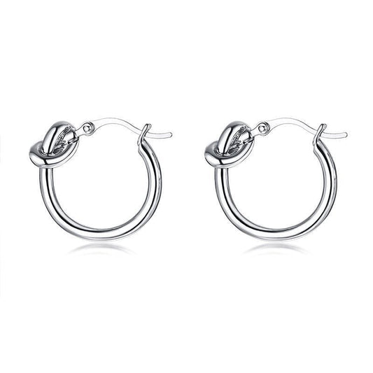 Stainless Steel Gold Hoop Tie Knot Earrings