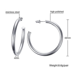 Stainless Steel 4Mm Hoop Earrings