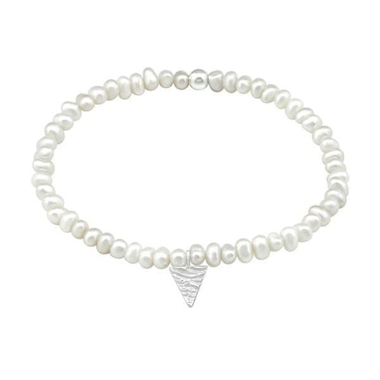 Fresh Water Pearl and Silver  Triangle Bracelet