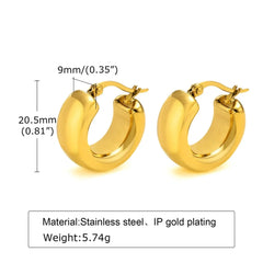 Steel Thick Wide Hoop Earrings