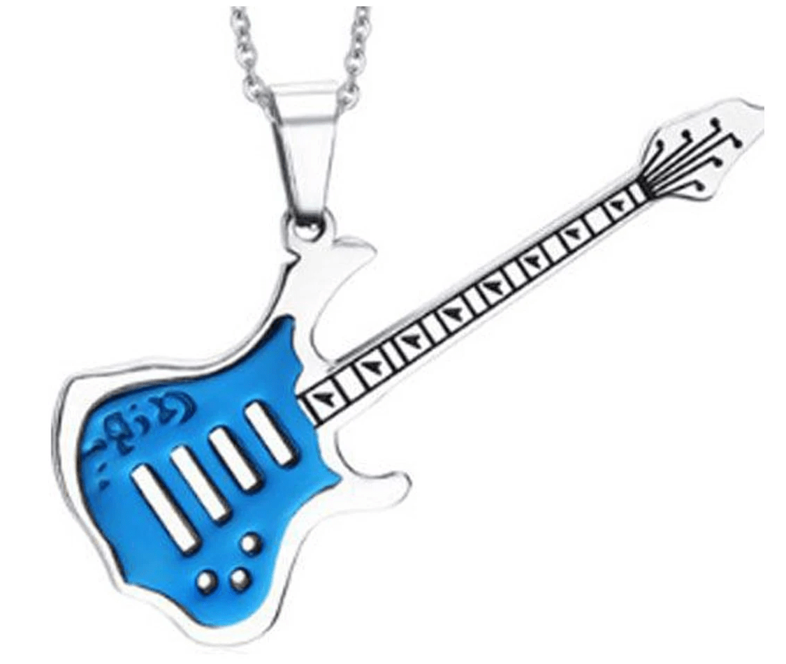 Stainless Steel Guitar Pendant Necklaces for Men