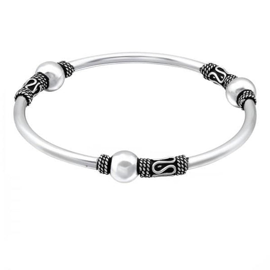 Silver Bali  Bangle Bracelet 