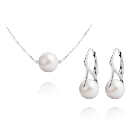 Silver and White Pearl Jewelry Set 
