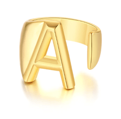 Women Adjustable Letter Gold Ring