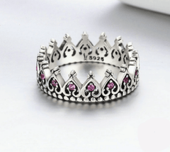Silver Crown Heart Engagement Ring