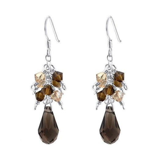 Silver  Pear Earrings with Swarovski Crystals