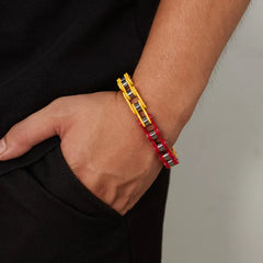 Steel Two Tone Biker Bracelet