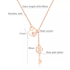 Rose Gold Lock and Key Necklace for Women