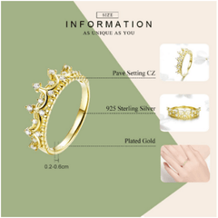 Silver Gold princess Wedding Engagement Ring