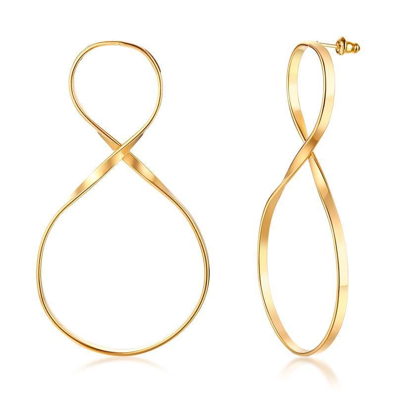 Stainless Steel Gold Dangle Ladies Earrings