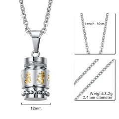 Steel Men Religion Spinner Necklace