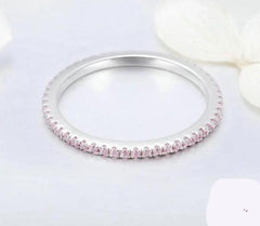 Silver Pink Crystal Studded Eternity Ring