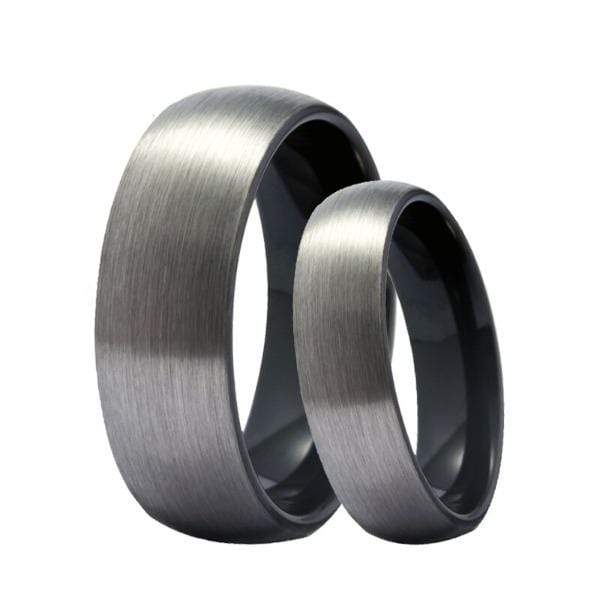 Tungsten Charcoal Couple Wedding Engagement Ring