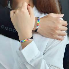 Steel Braided Rainbow Pride Flag Bracelet