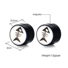 Stainless Steel Black Fishbone Clip On Earrings