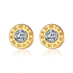 Stainless Steel Round Cz Solitaire Stud Earrings