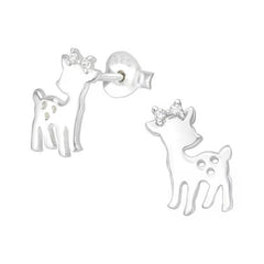 Silver Deer Crystal Earrings