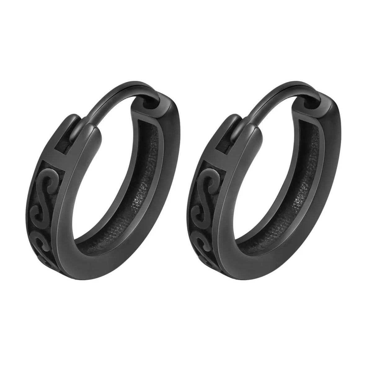 Mens Black Huggie Earrings