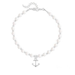Silver Anchor Pearl Bracelet