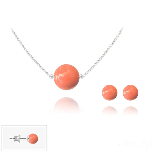 Silver and Coral Pearl Fine Jewellery Set