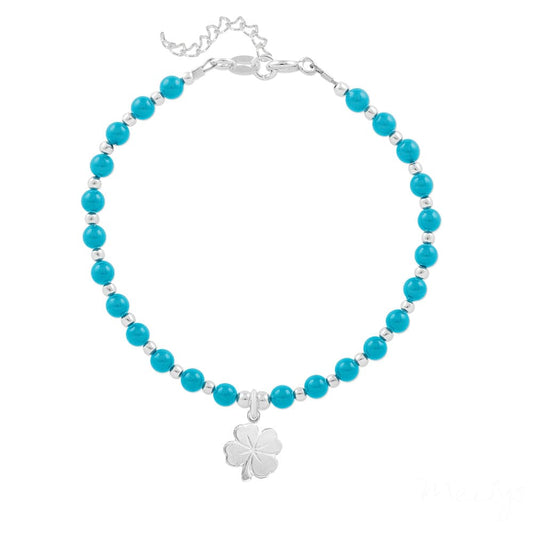 Silver Turquoise Clover Bracelet