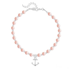 Silver Anchor Rose Pearl Bracelet