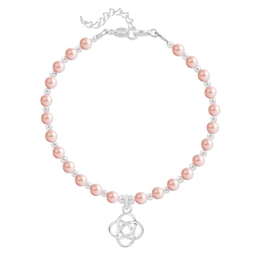 Silver Rose Peach Infinity Bracelet