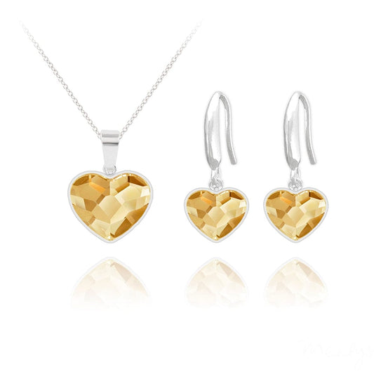 Silver Golden Heart Fine Jewellery Set