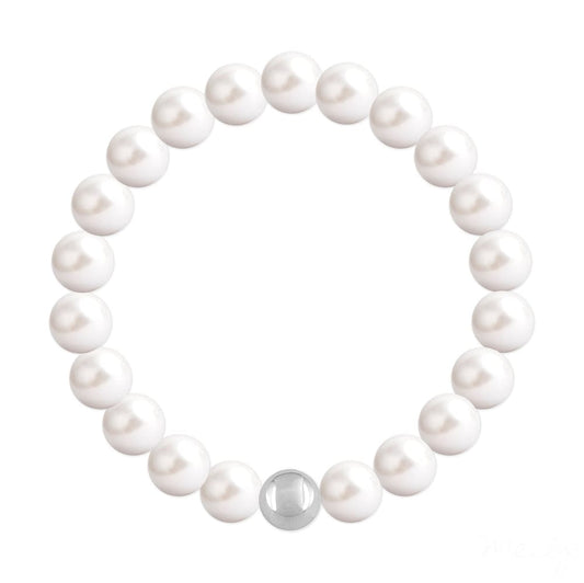 Silver White Real Pearls Fine Bracelet
