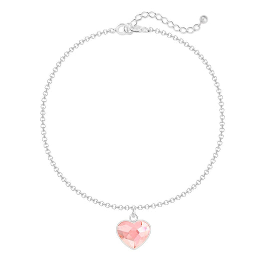 Silver Heart Rose Bracelet