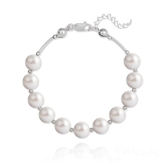 Silver White Pearls Bracelet