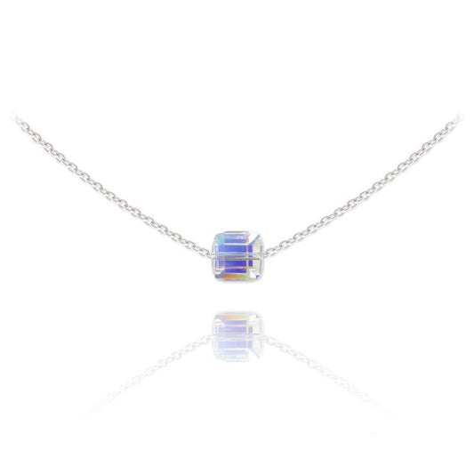 Silver Choker With Swarovski Crystal Cube