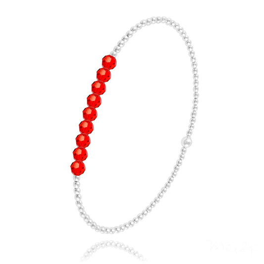 Silver Siam Beads Bracelet
