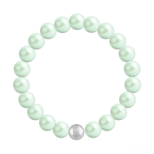 Silver Green Pearls Fine Bracelet