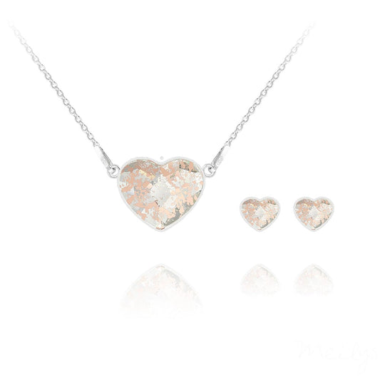 Silver Rose Heart Fine Jewellery Set